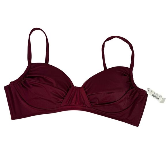 J. Crew XL Red Currant French Ruched Bikini Top NEW - Picture 3 of 7